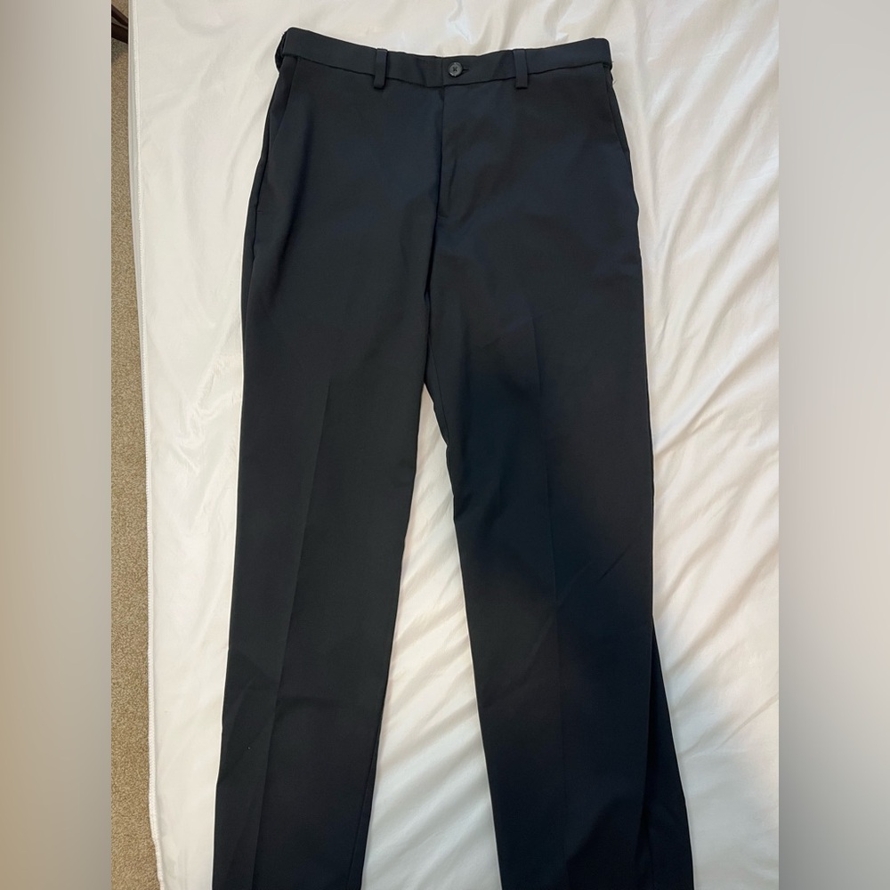 Black athletic material dress pants